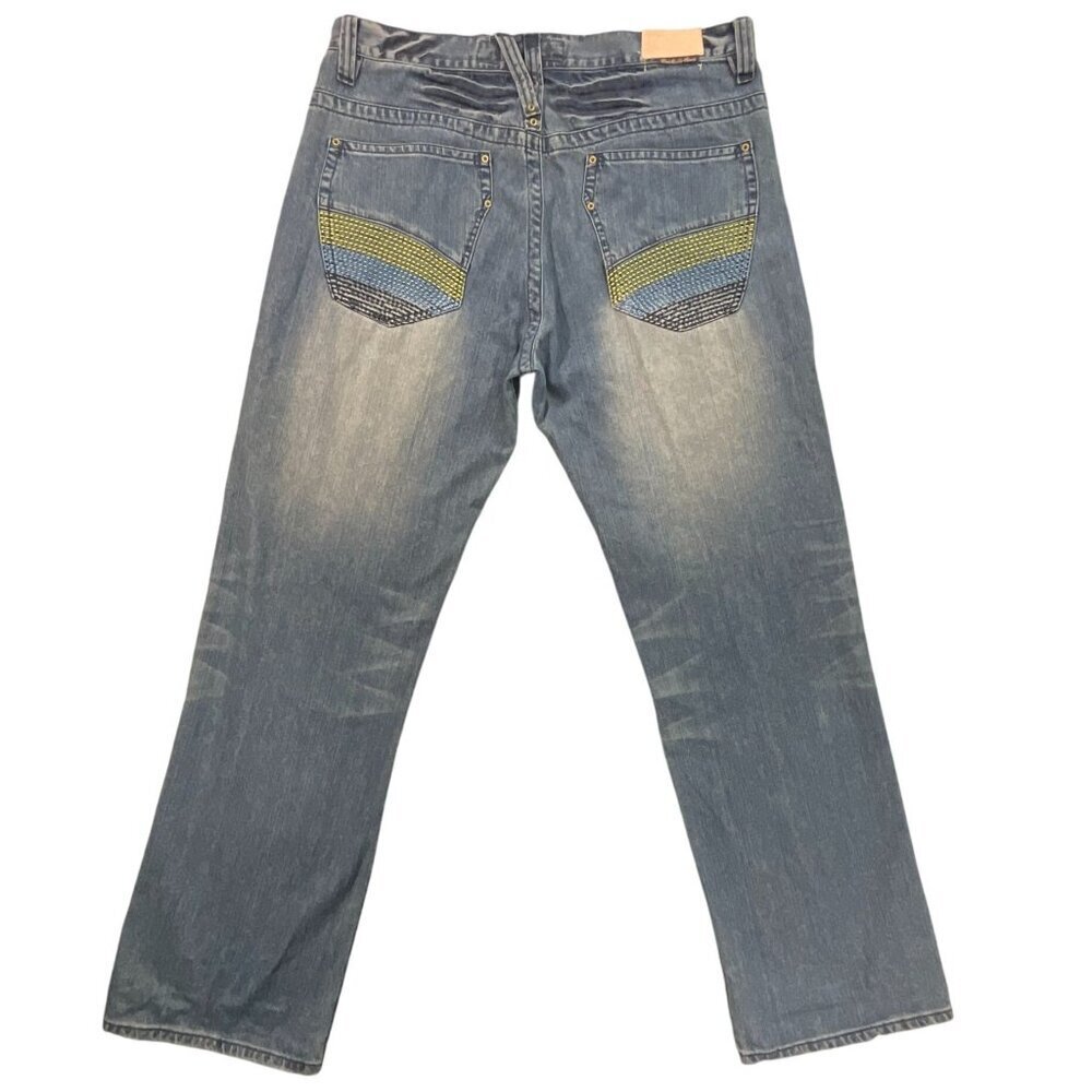 Akademiks Jeans Mens 36 True Fit Y2K Distressed Embroidered Streetwear Denim‎